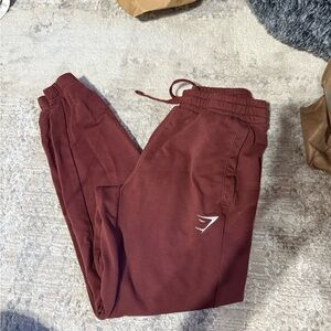 Gymshark Burgundy Joggers with Logo